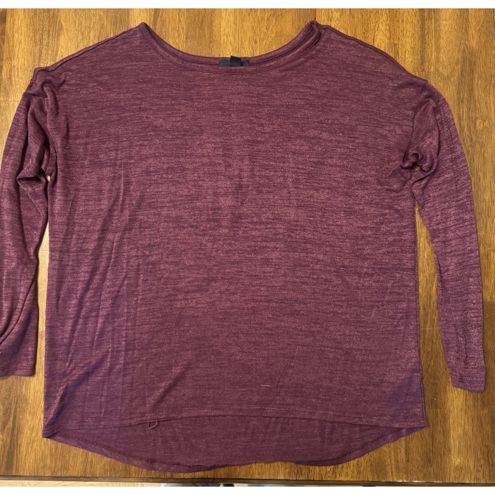 Gap Women's burgundy Solid Knit Round Neck long Sleeve Pullover Top XL